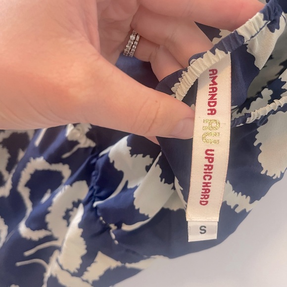 Amanda Uprichard Ruffle Halter Mini V neck dress in Navy/Cream Pattern - Small - Picture 11 of 12